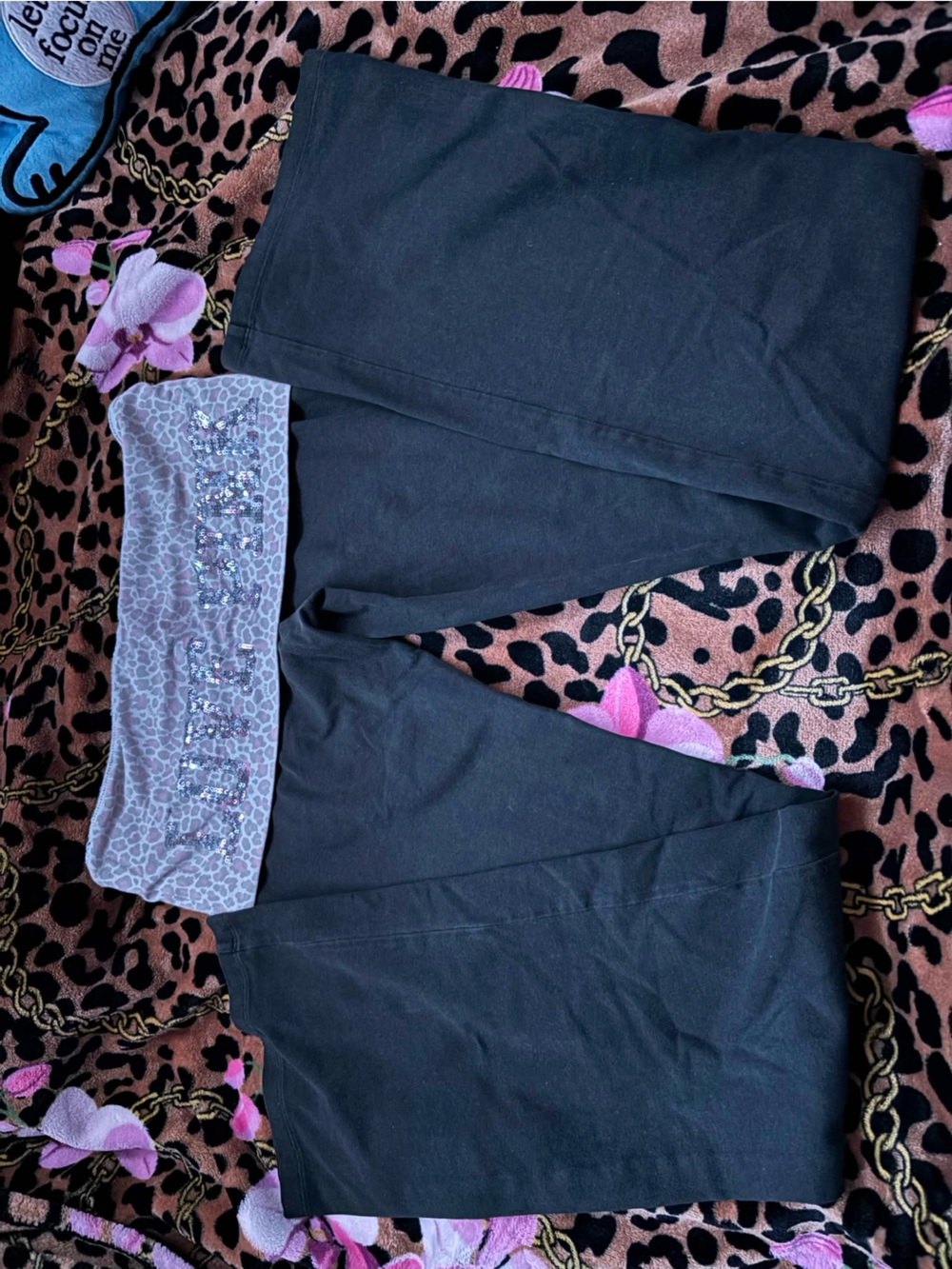 vintage PINK leopard print foldover leggings